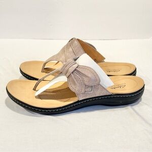 CLARKS COLLECTION Womens Beige Laurieann Rae Toe Wedge Slip On Thong Sandals 12W